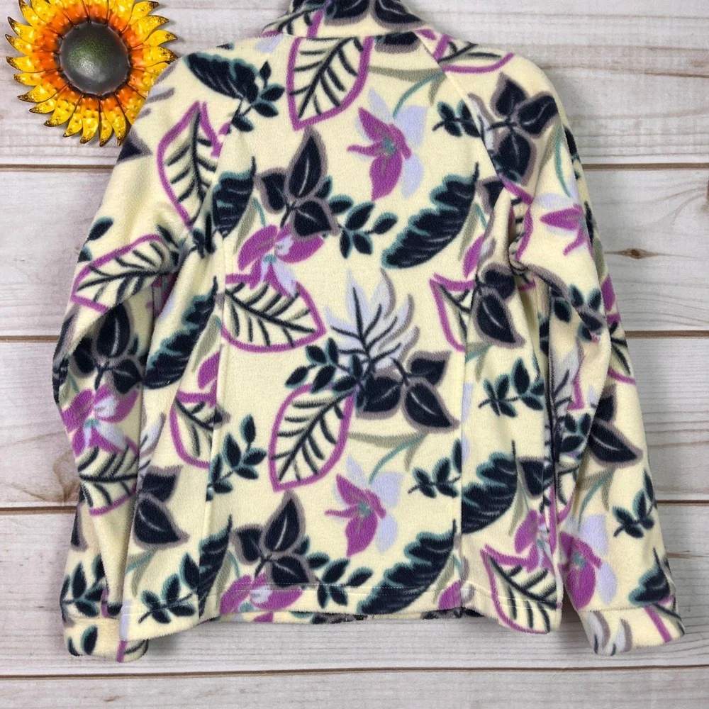Columbia Kids Benton Springs Fleece Jacket Floral Leaf Print Full Zip